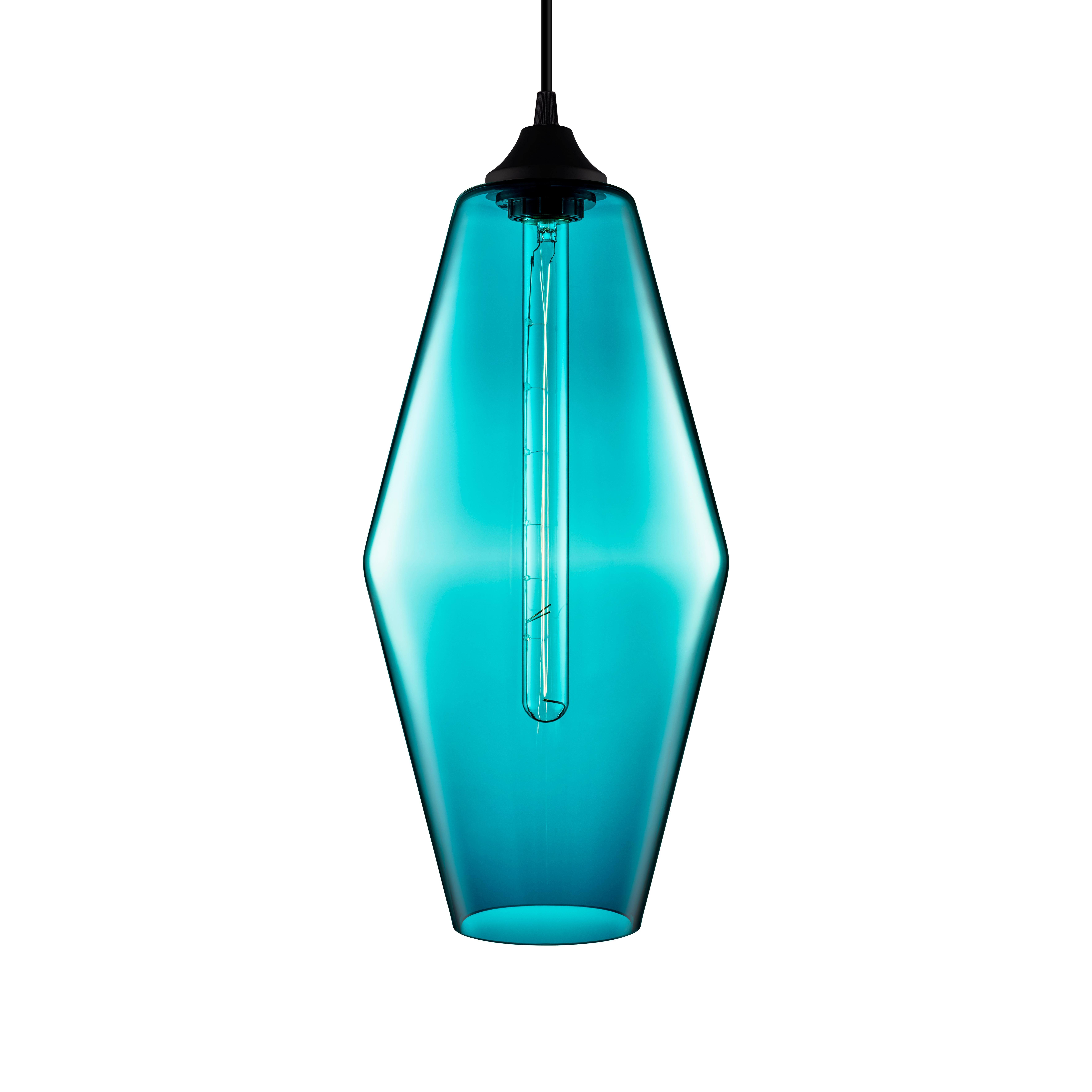 Blown Glass Marquise Grand Crystal Optique Handblown Modern Glass Pendant Light, Made in USA For Sale