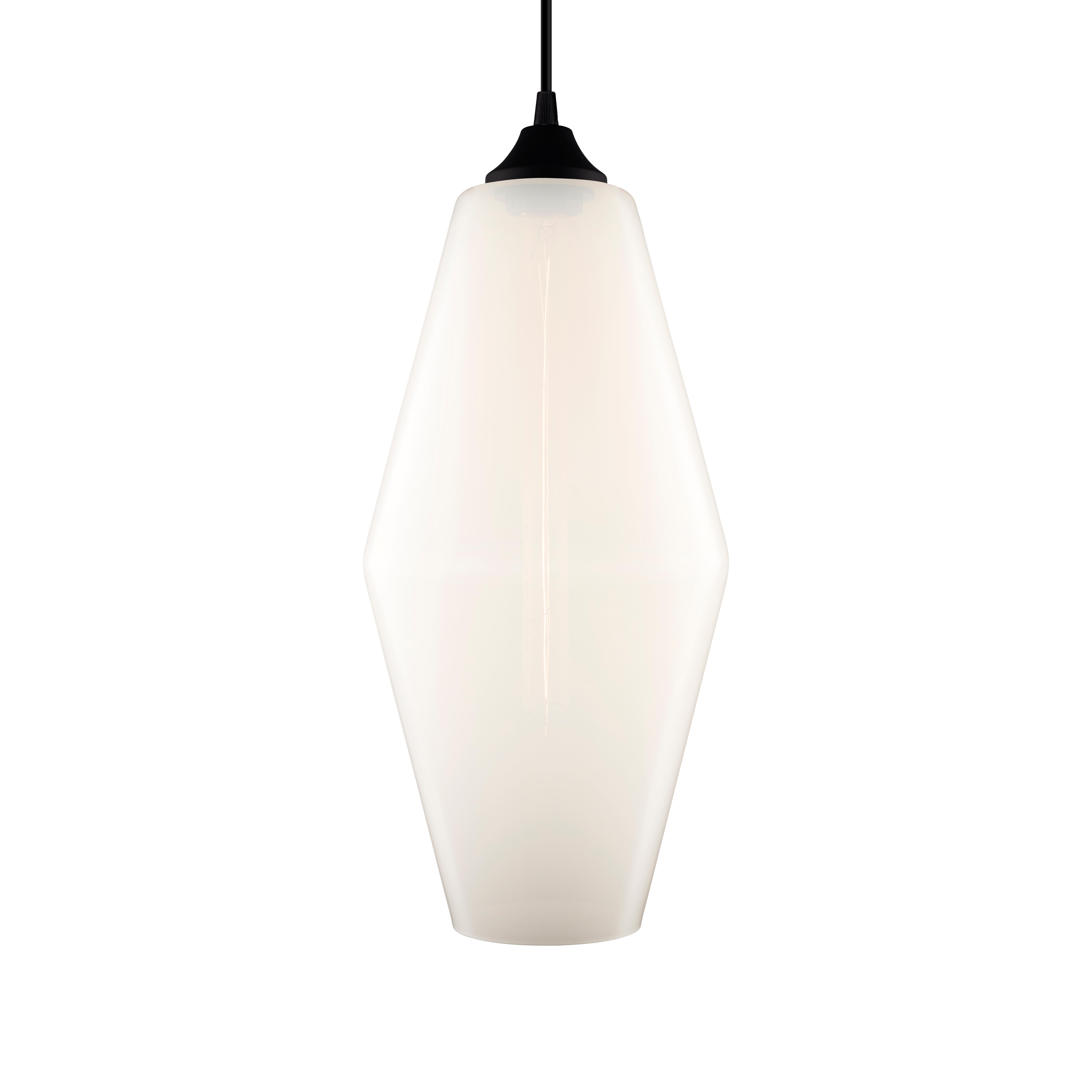 Contemporary Marquise Grand Gray Handblown Modern Glass Pendant Light, Made in the USA For Sale