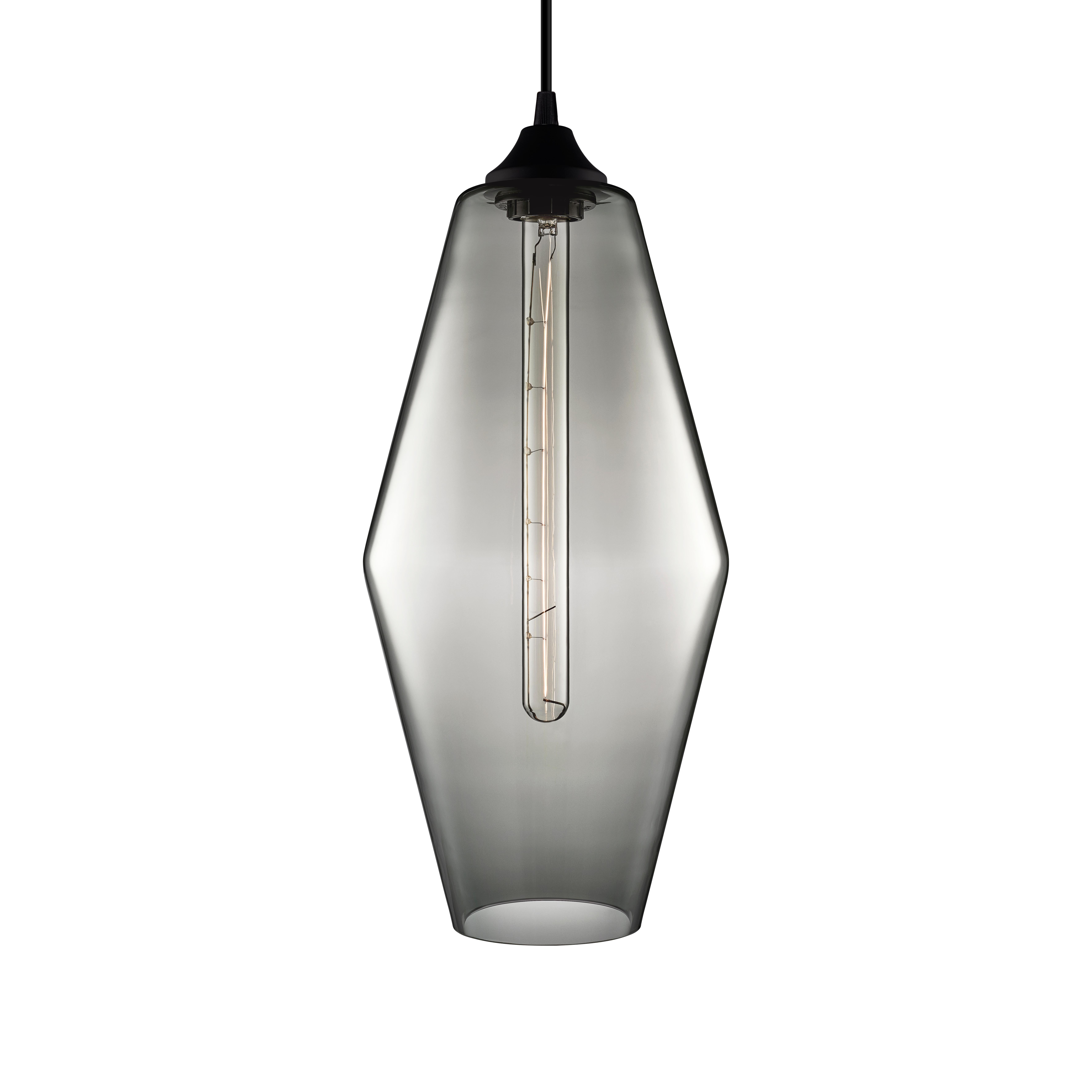 Marquise Grand Gray Handblown Modern Glass Pendant Light, Made in the USA For Sale