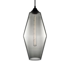 Marquise Grand Gray Handblown Modern Glass Pendant Light, Made in the USA