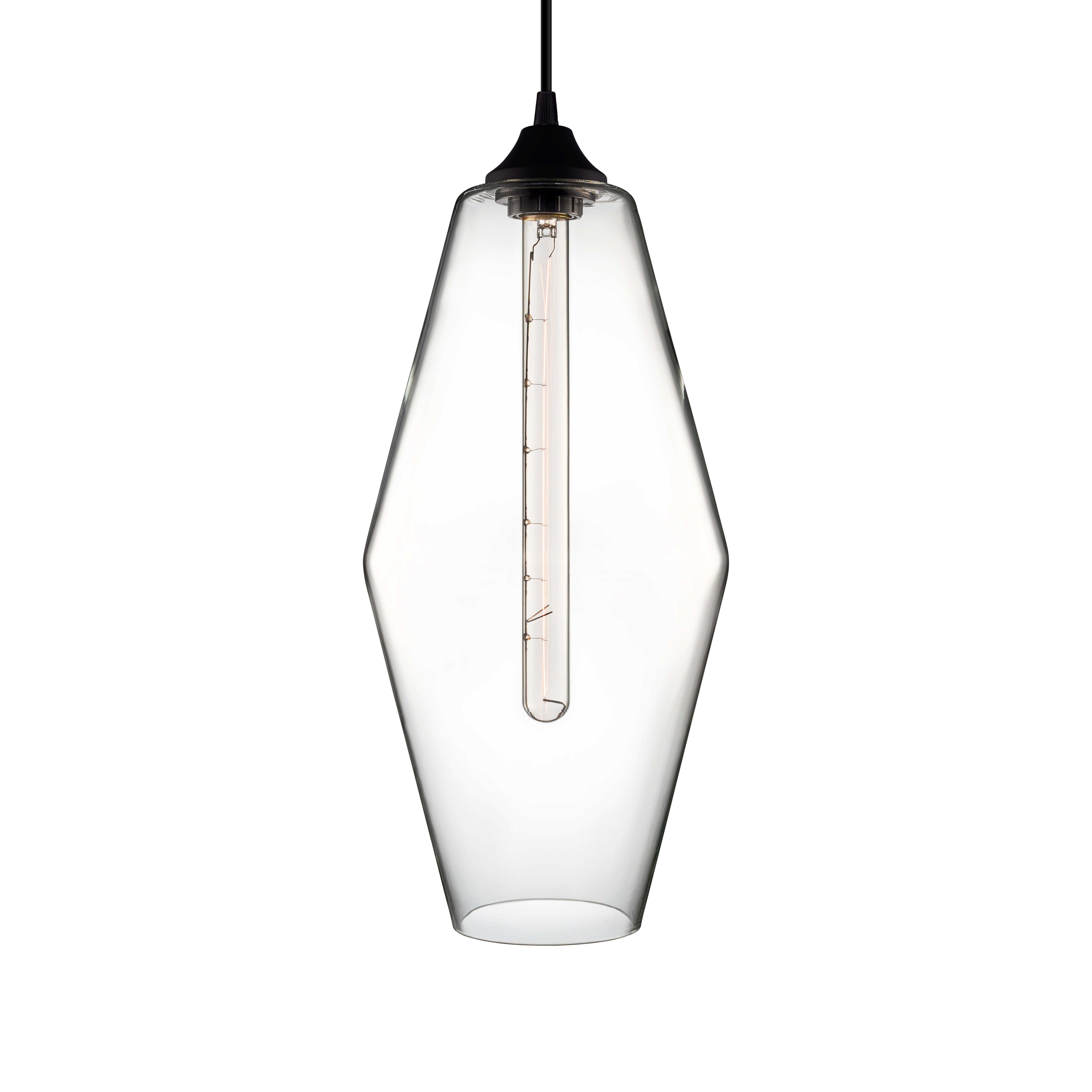 American Marquise Grand Gray Optique Handblown Modern Glass Pendant Light, Made in the US For Sale