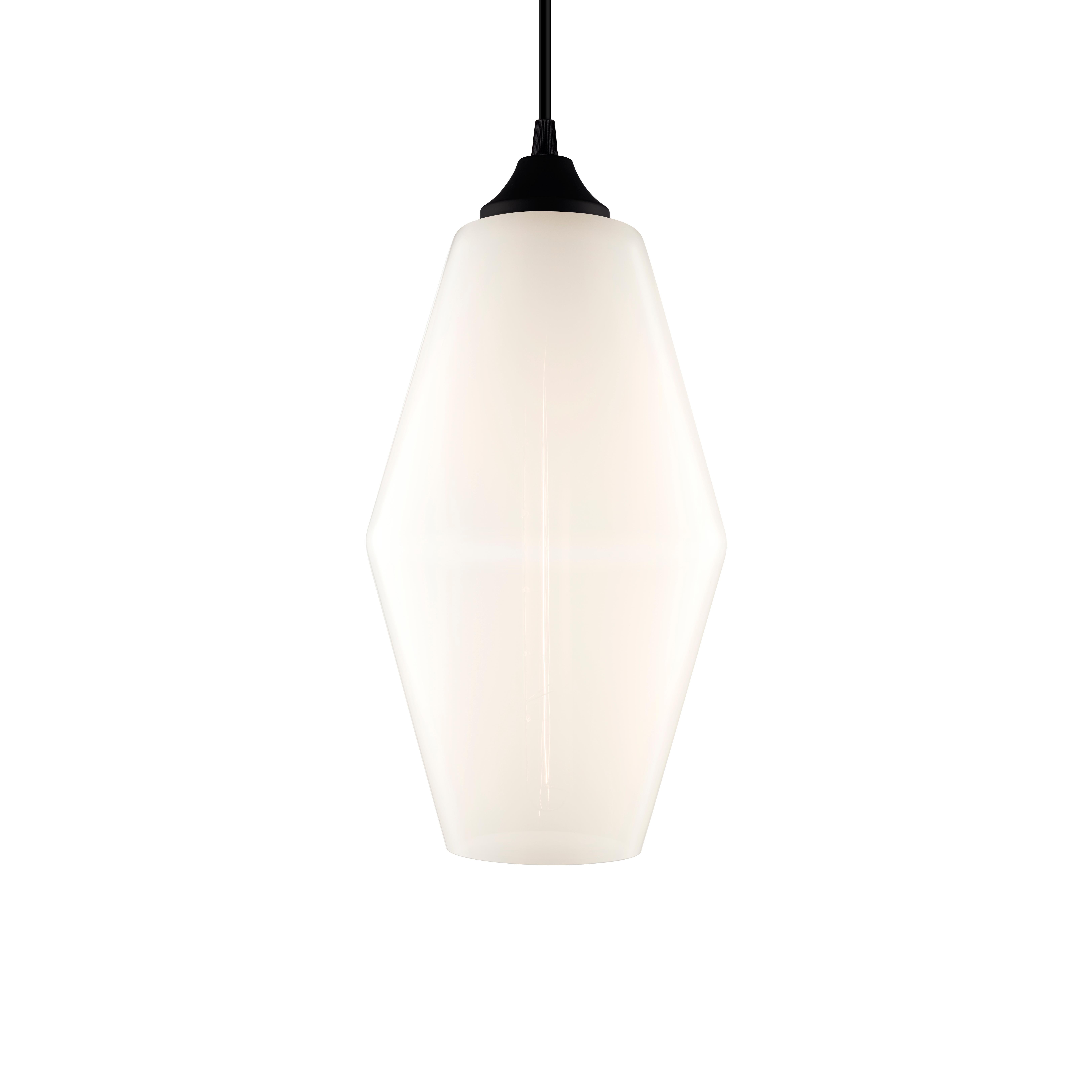 Contemporary Marquise Gray Optique Handblown Modern Glass Pendant Light, Made in the USA For Sale
