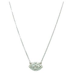 Marquise Halo 1.07 ct total Diamond Cluster Necklace 18K White Gold