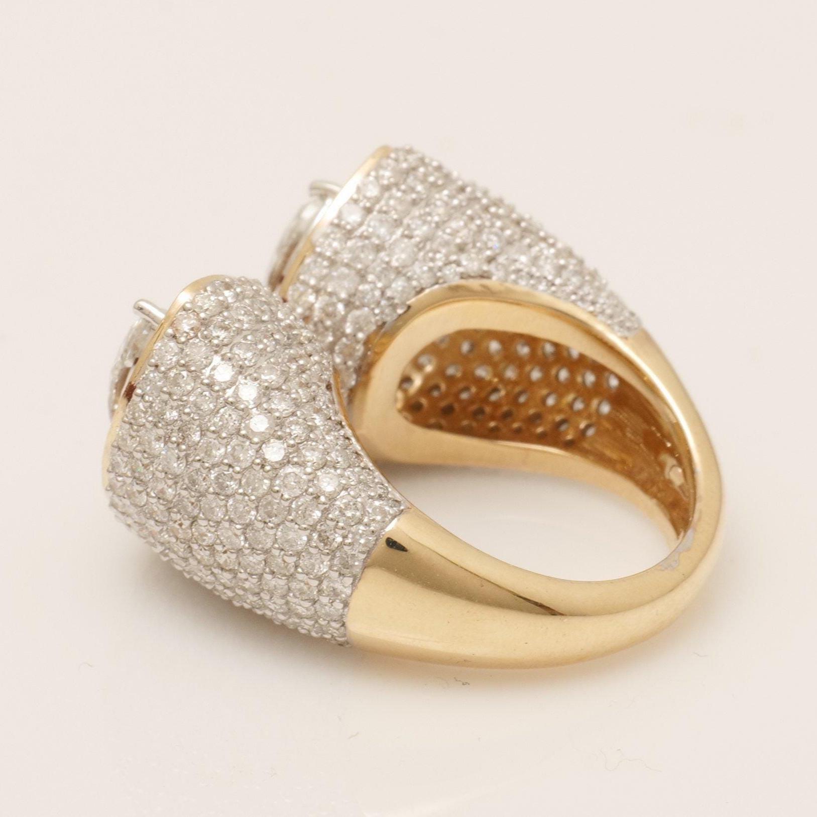 Donna Anello da polso aperto con diamante aureolato marquise in oro massiccio 14k (certificato) in vendita