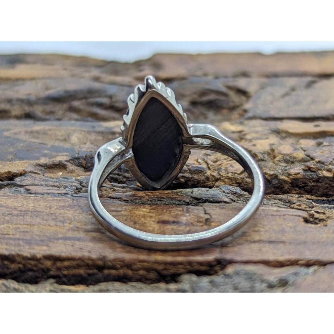 Marquise Hämatit-Ring. 10k Weißgold Hämatit-Ring. Navette Hämatit Ring. im Zustand „Gut“ im Angebot in Port Charlotte, FL