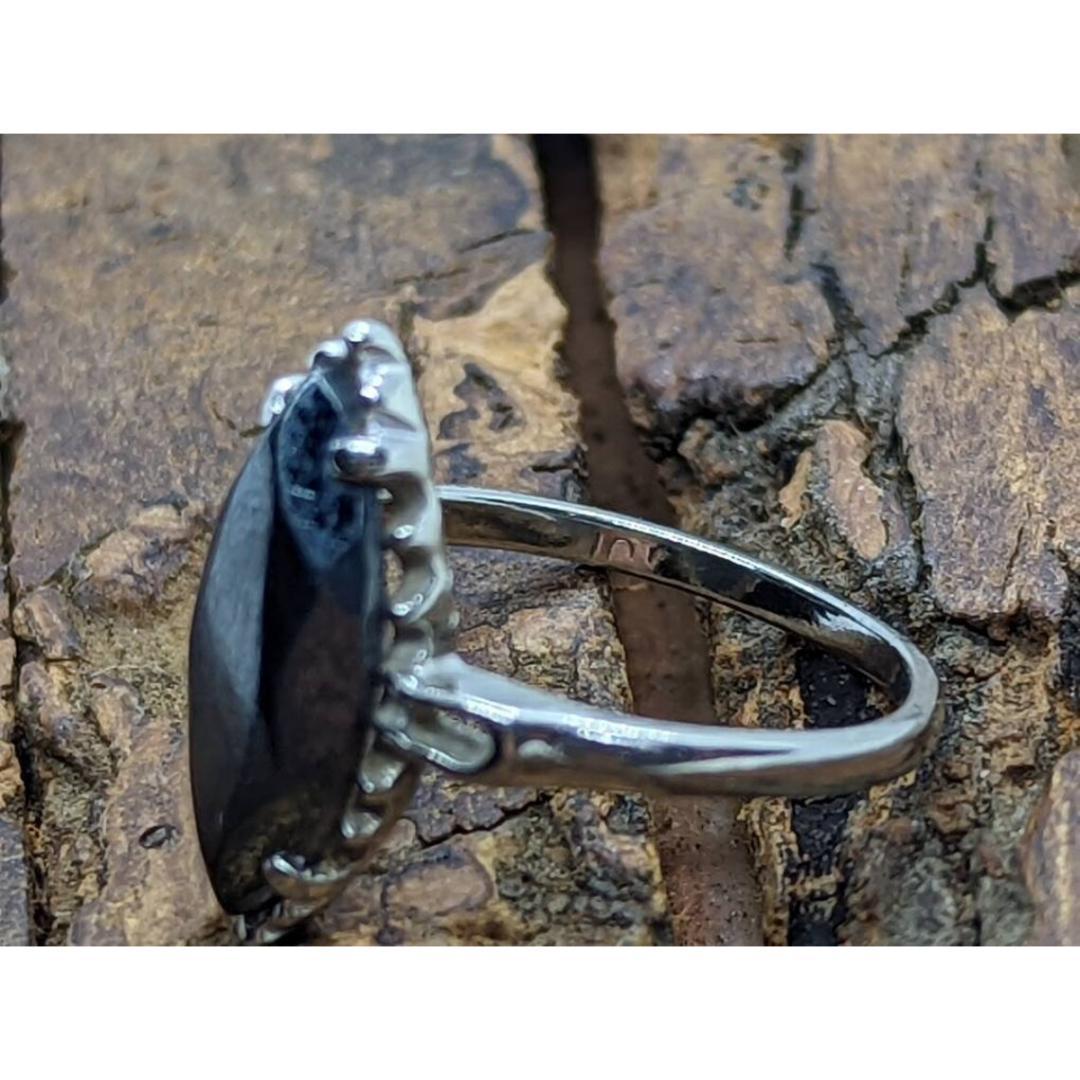 Marquise Hämatit-Ring. 10k Weißgold Hämatit-Ring. Navette Hämatit Ring. im Angebot 2