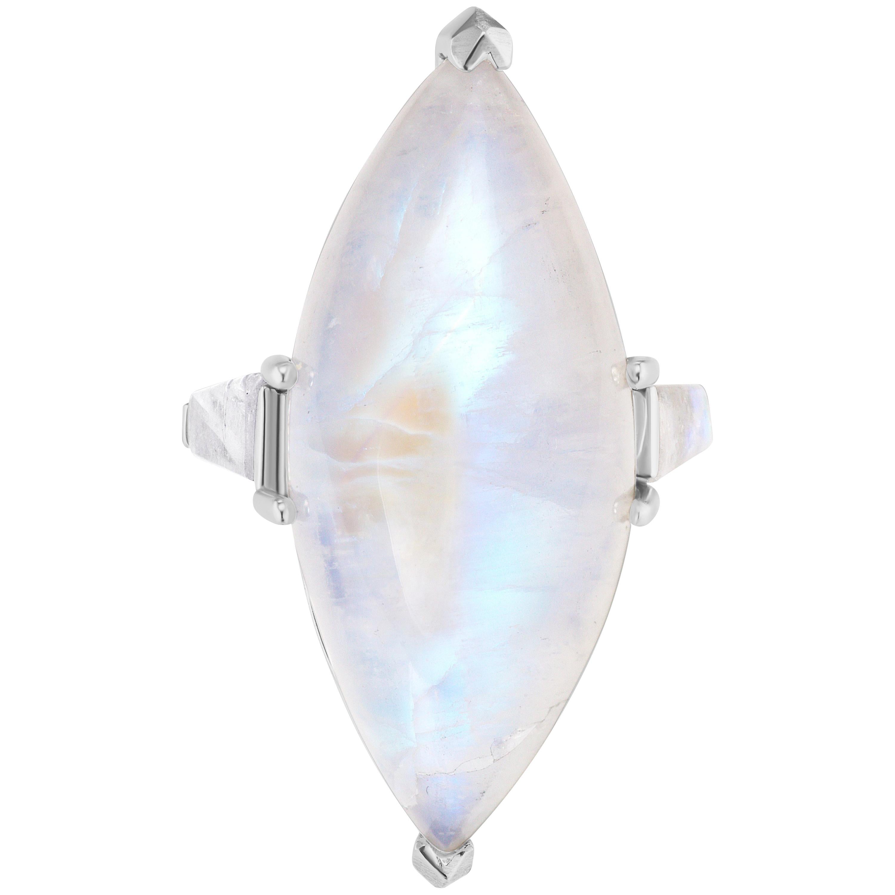 Marquise Iridescent Large Moonstone Statement Gold Ring