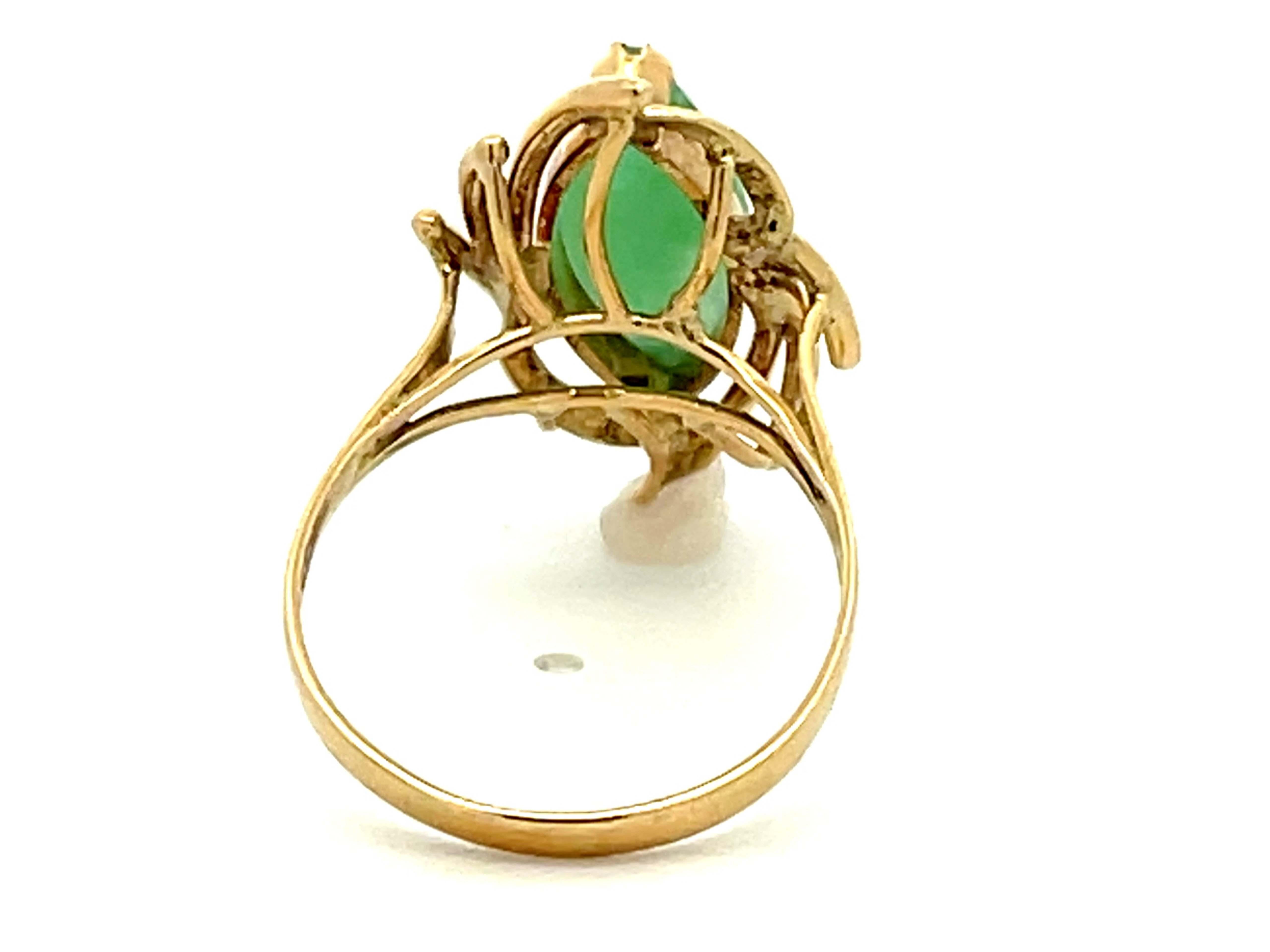 Marquise Jade Ring 14k Yellow Gold For Sale 1