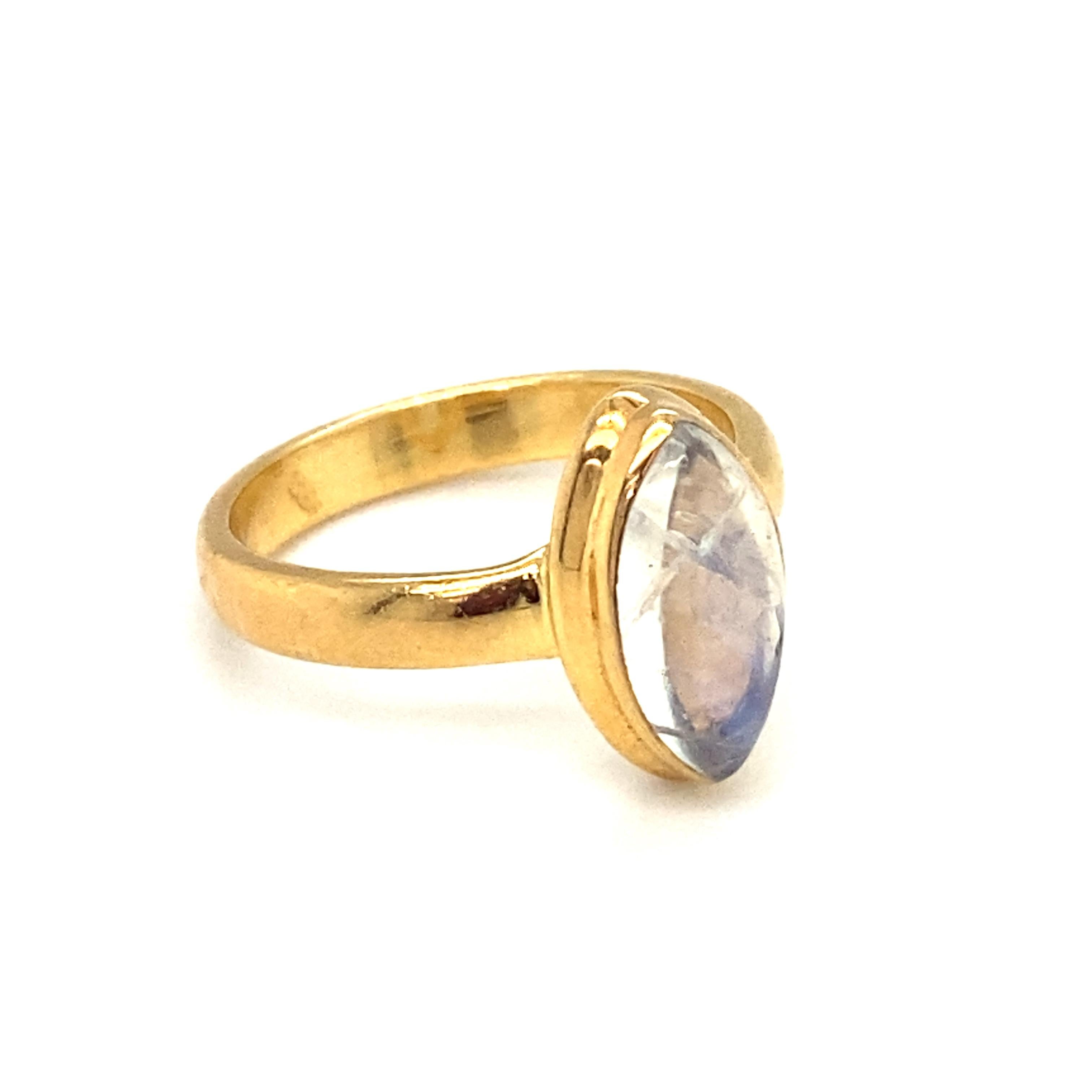 Marquise Cut Marquise Labradorite Ring in Gold Plated Sterling Silver For Sale