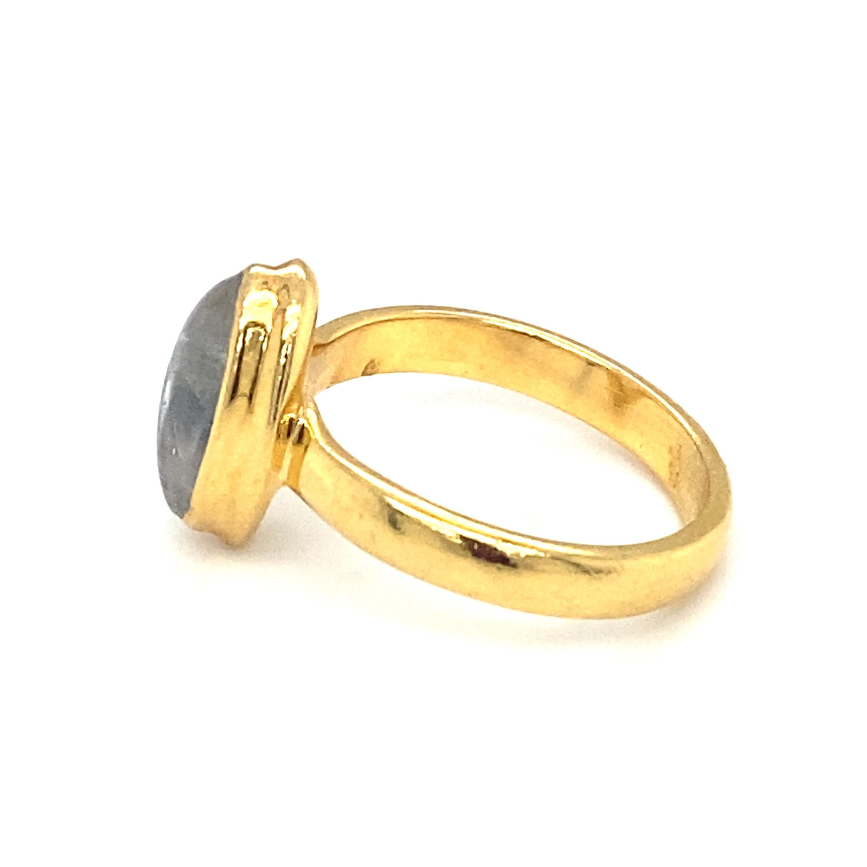 Marquise Labradorite Ring in Gold Plated Sterling Silver For Sale 2