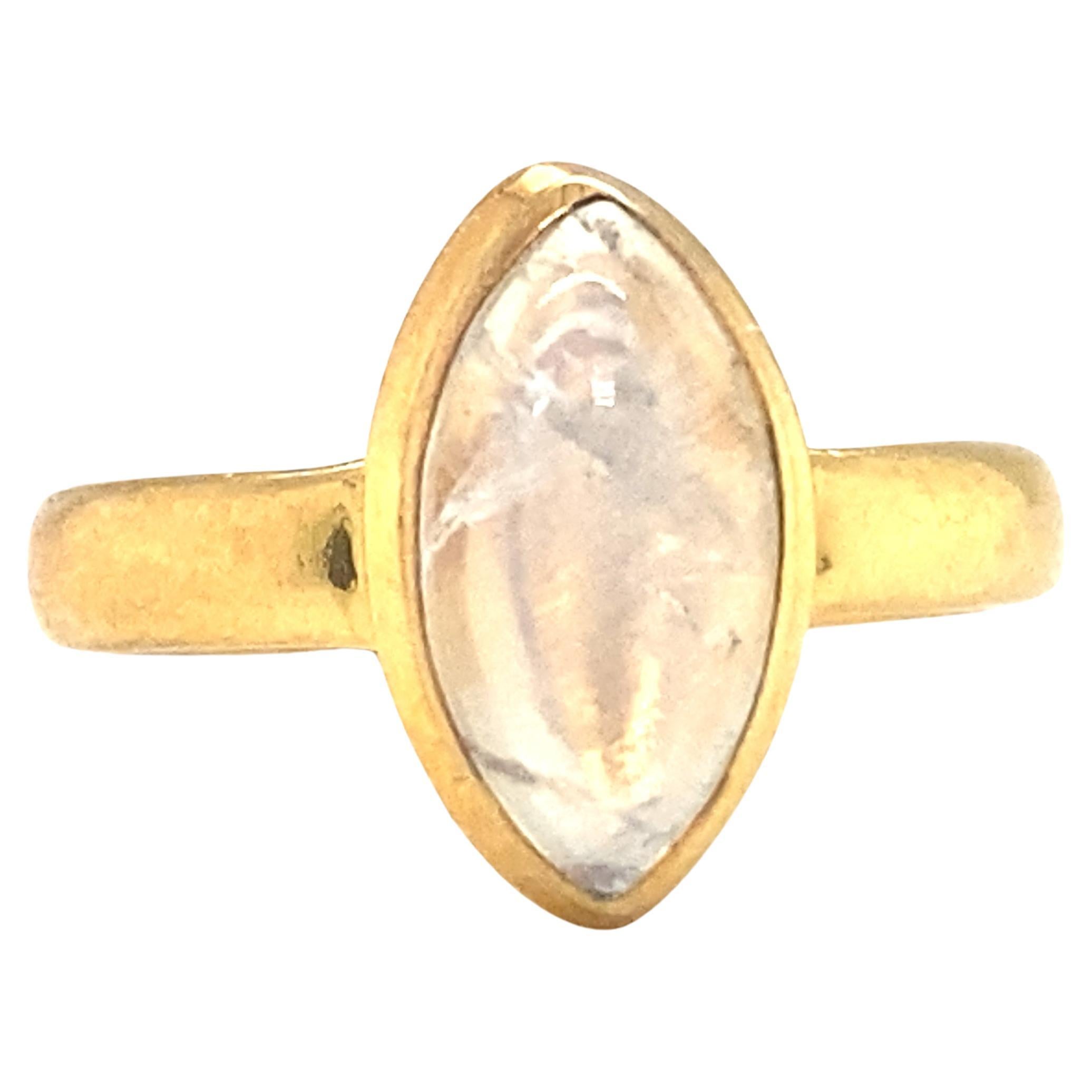 Marquise Labradorite Ring in Gold Plated Sterling Silver For Sale