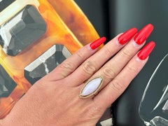 Marquise Lavender Jade Ring 14K Yellow Gold