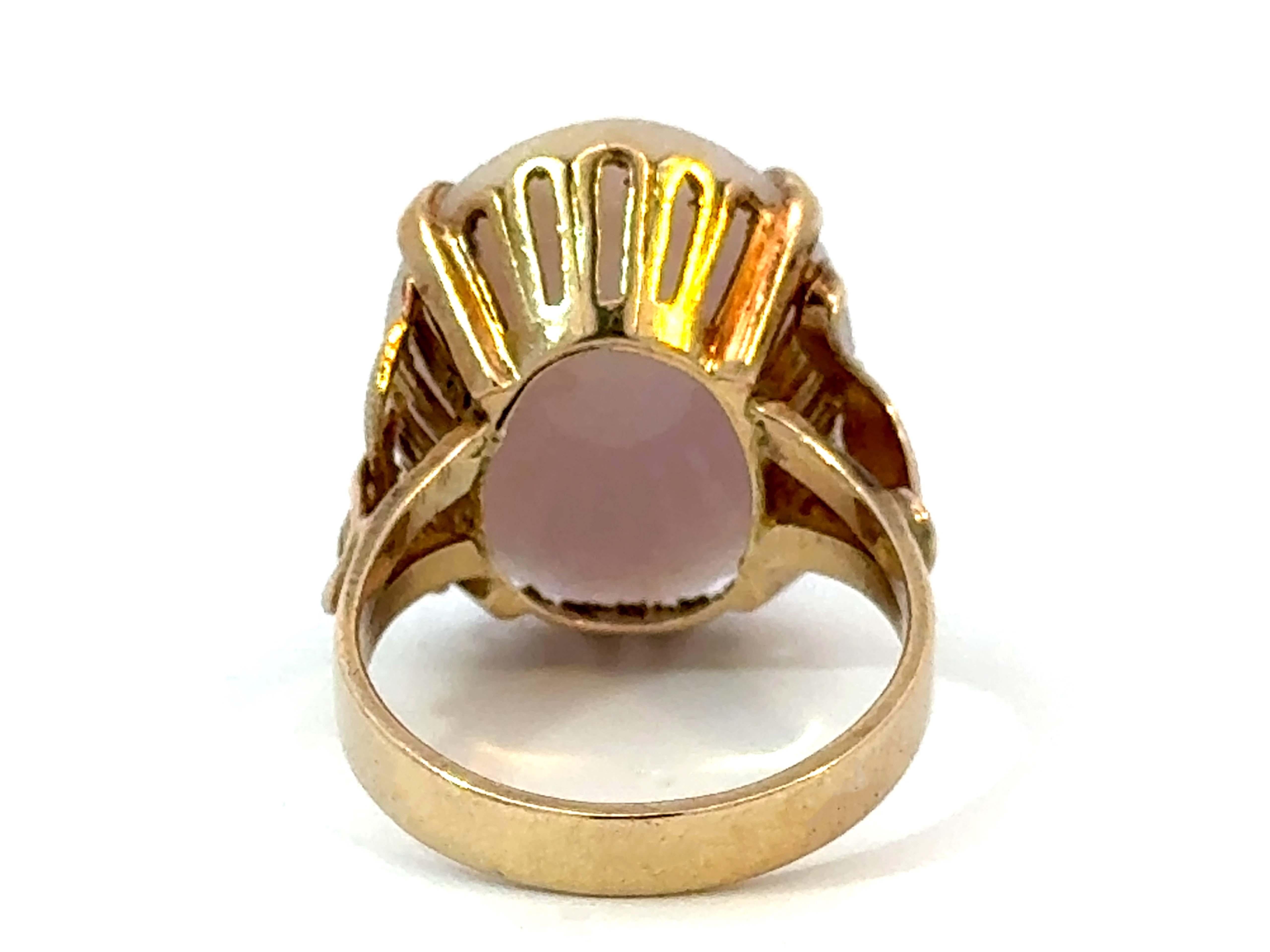 Marquise Lavender Jade Ring 14K Yellow Gold For Sale 1