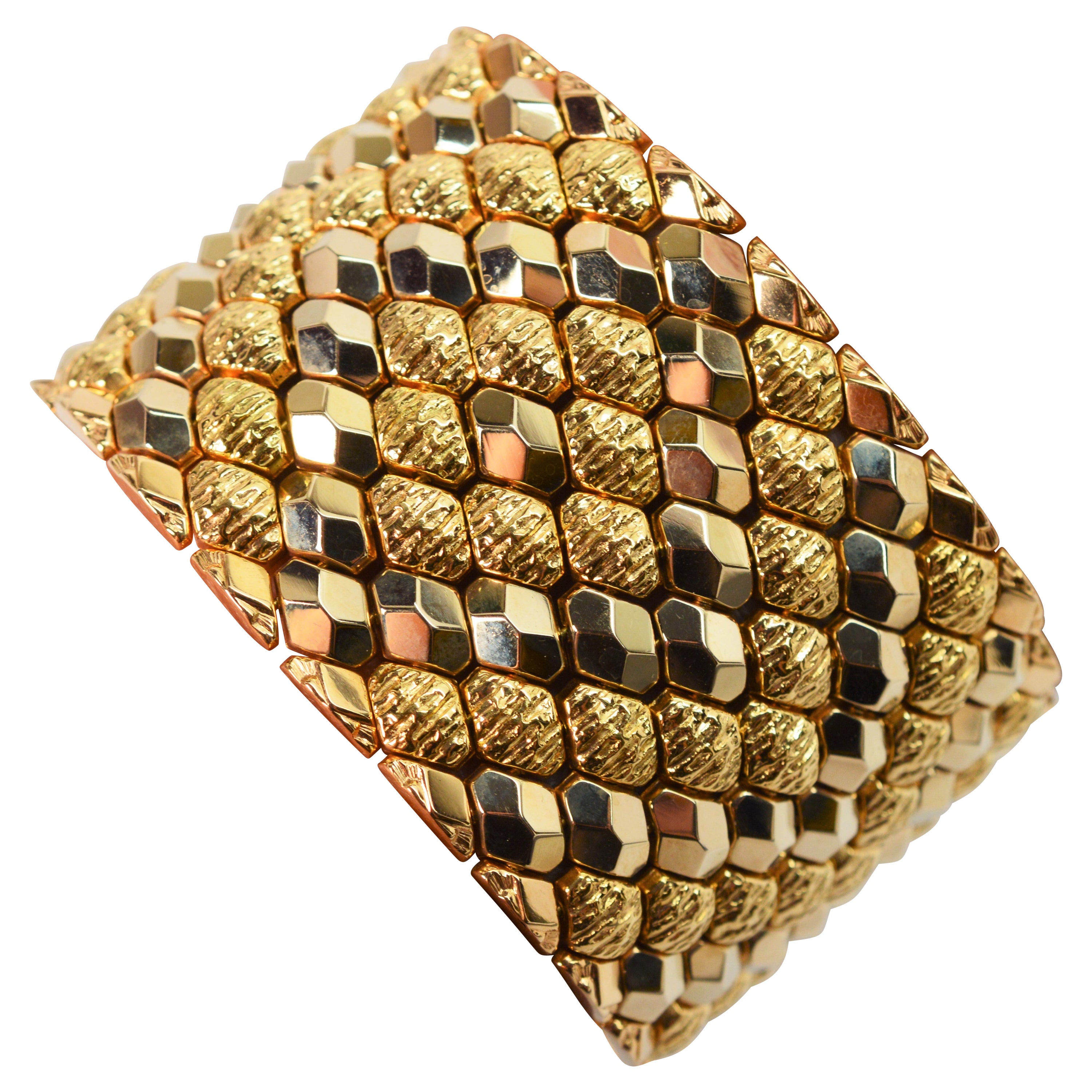 Brazalete flexible ancho Marquise Link de oro amarillo de 18 quilates en venta