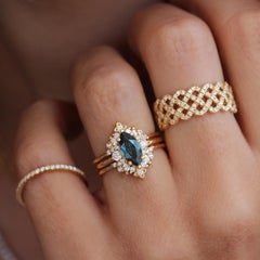 Marquise London Blue Topaz Modern Engagement Ring Isabella & Orchid Ring Guard