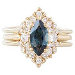 Marquise London Blue Topaz Modern Engagement Ring Isabella & Orchid Ring Guard