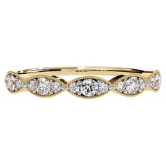 Marquise Milgrain Diamond Half Eternity Band in 14K Gold, 0.25 Carat