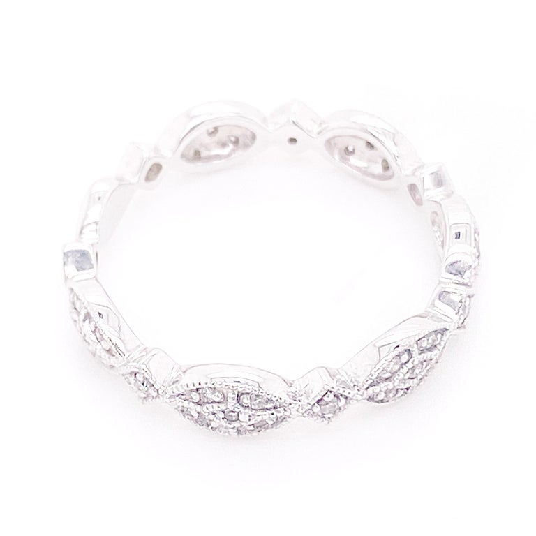 Customizable Marquise Miligrain Band in White Gold Wedding Ring Style W