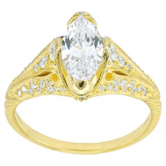 Marquise moissanit-Verlobungsring aus 14 Karat Gold
