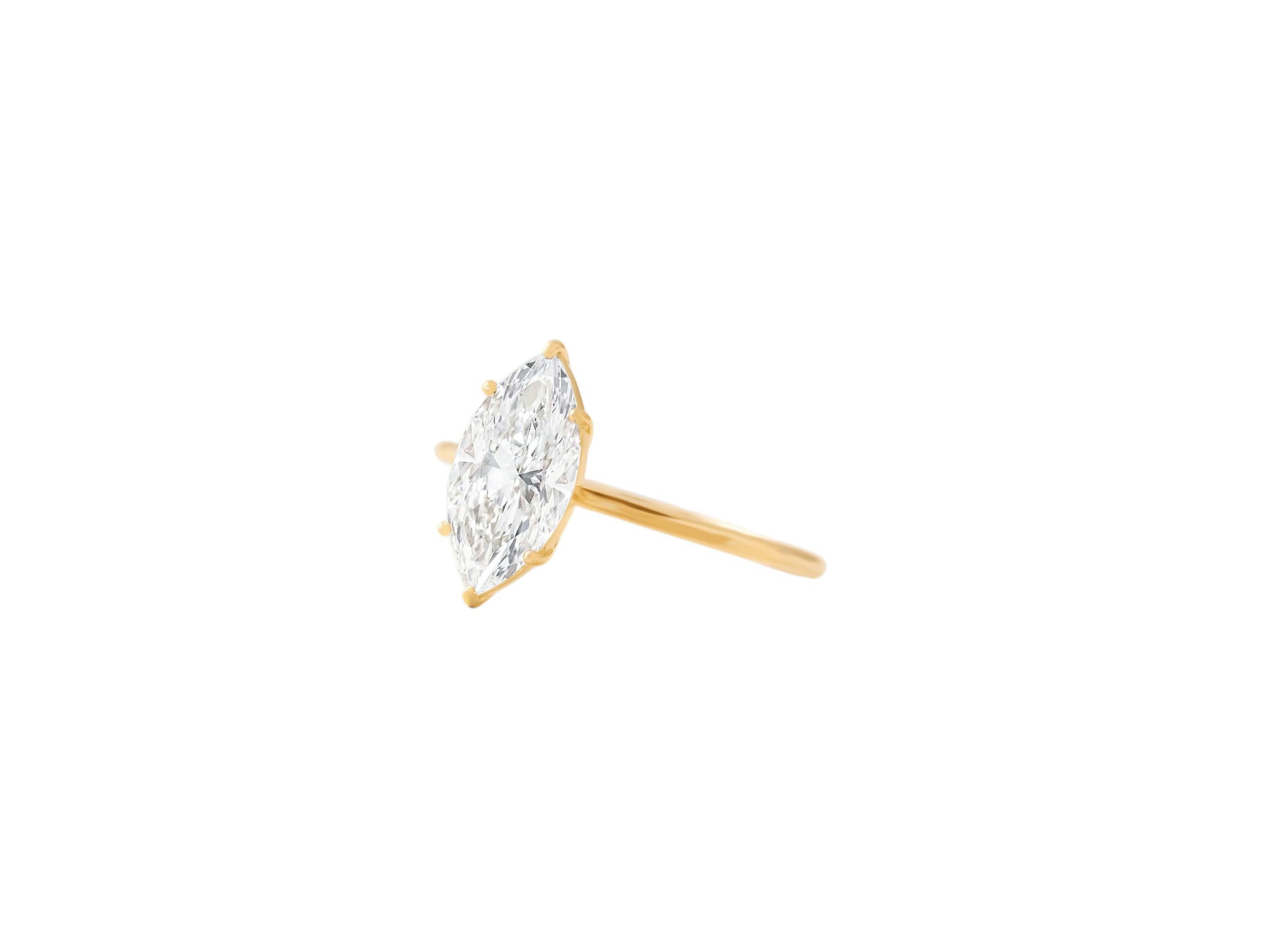 For Sale:  Marquise moissanite 14k gold ring 2
