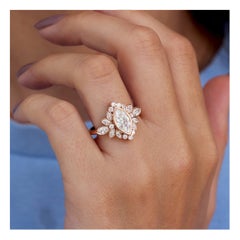 Anello di fidanzamento unico con castone di Moissanite Marquise Alicent, Alternativa Sposa