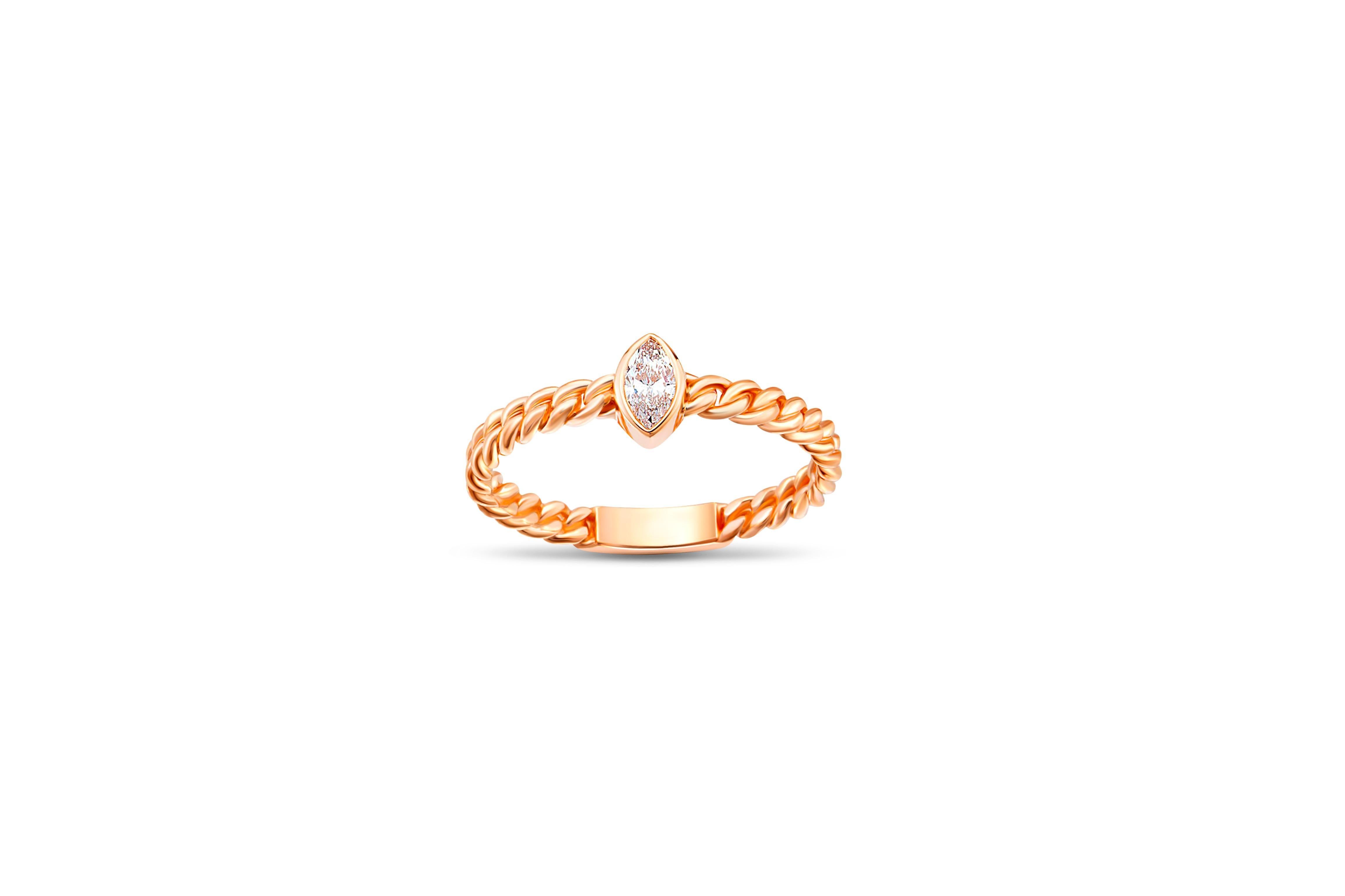 Marquise Cut Marquise moissanite Cuban Link 14k gold ring.