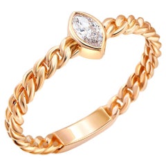 Marquise moissanite Cuban Link 14k gold ring