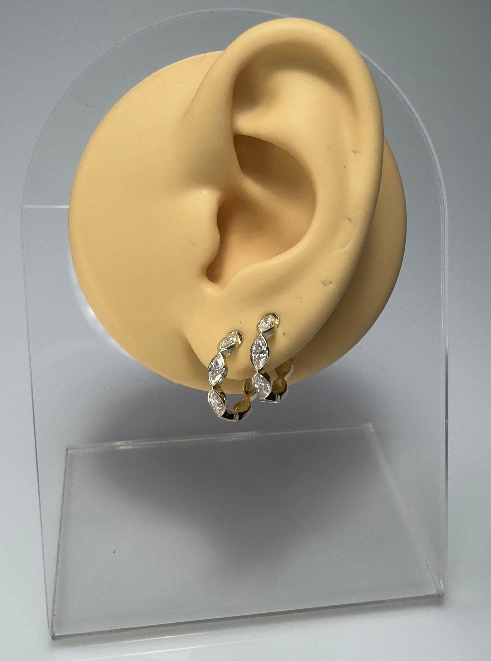 Marquise Moissanit Creolen 925 Sterlingsilber Dreifach-Marquise-Ohrringe. (Art déco)