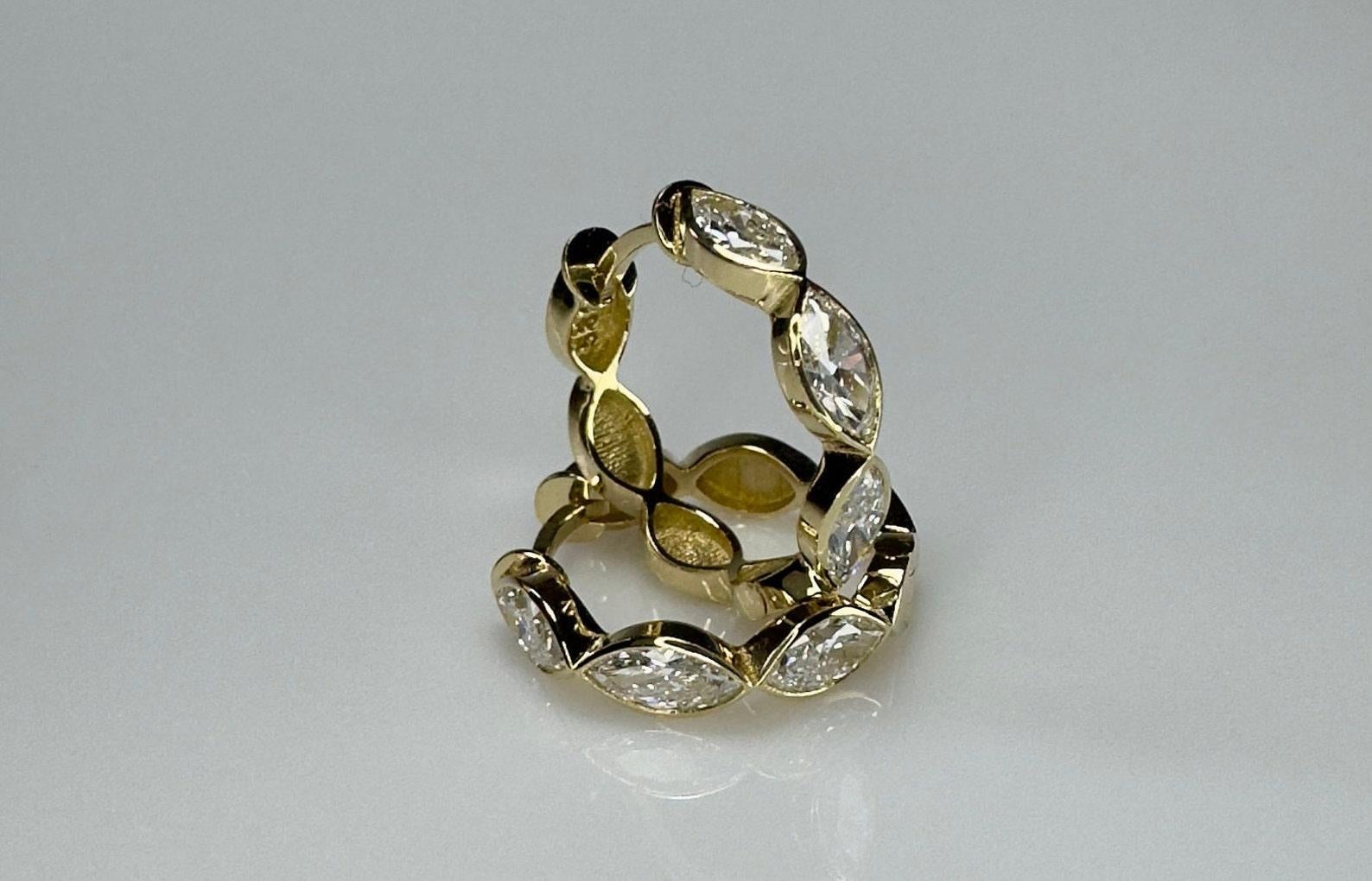 Marquise Moissanit Creolen 925 Sterlingsilber Dreifach-Marquise-Ohrringe. 2