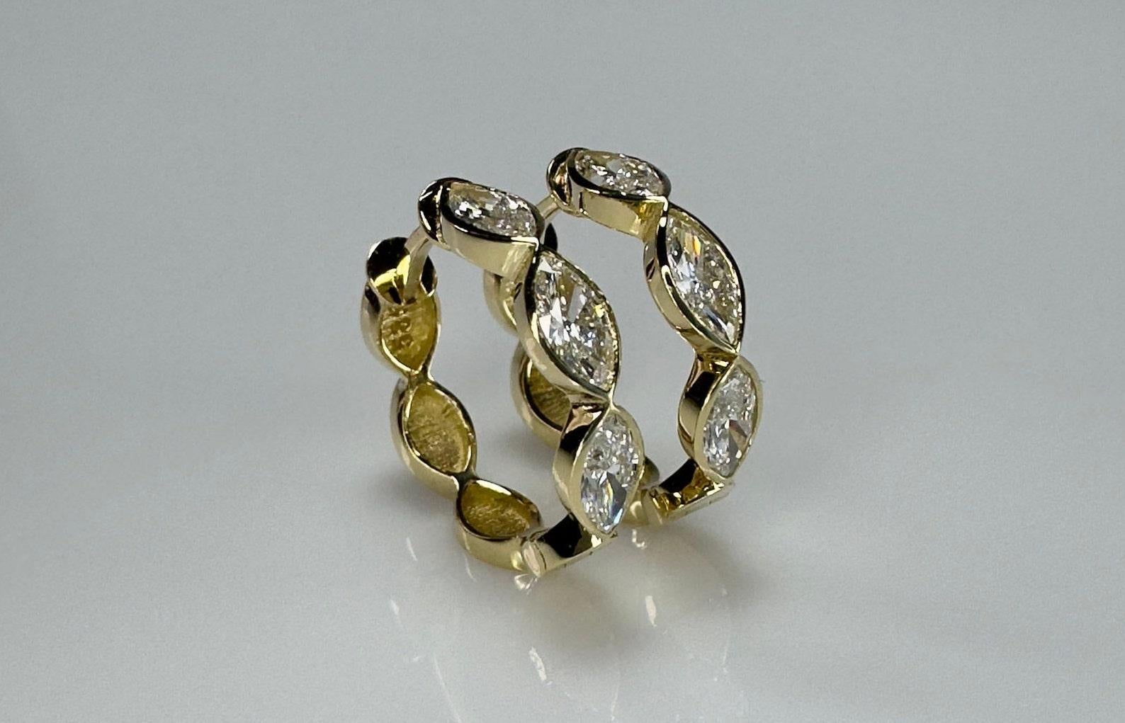 Marquise Moissanit Creolen 925 Sterlingsilber Dreifach-Marquise-Ohrringe. 3