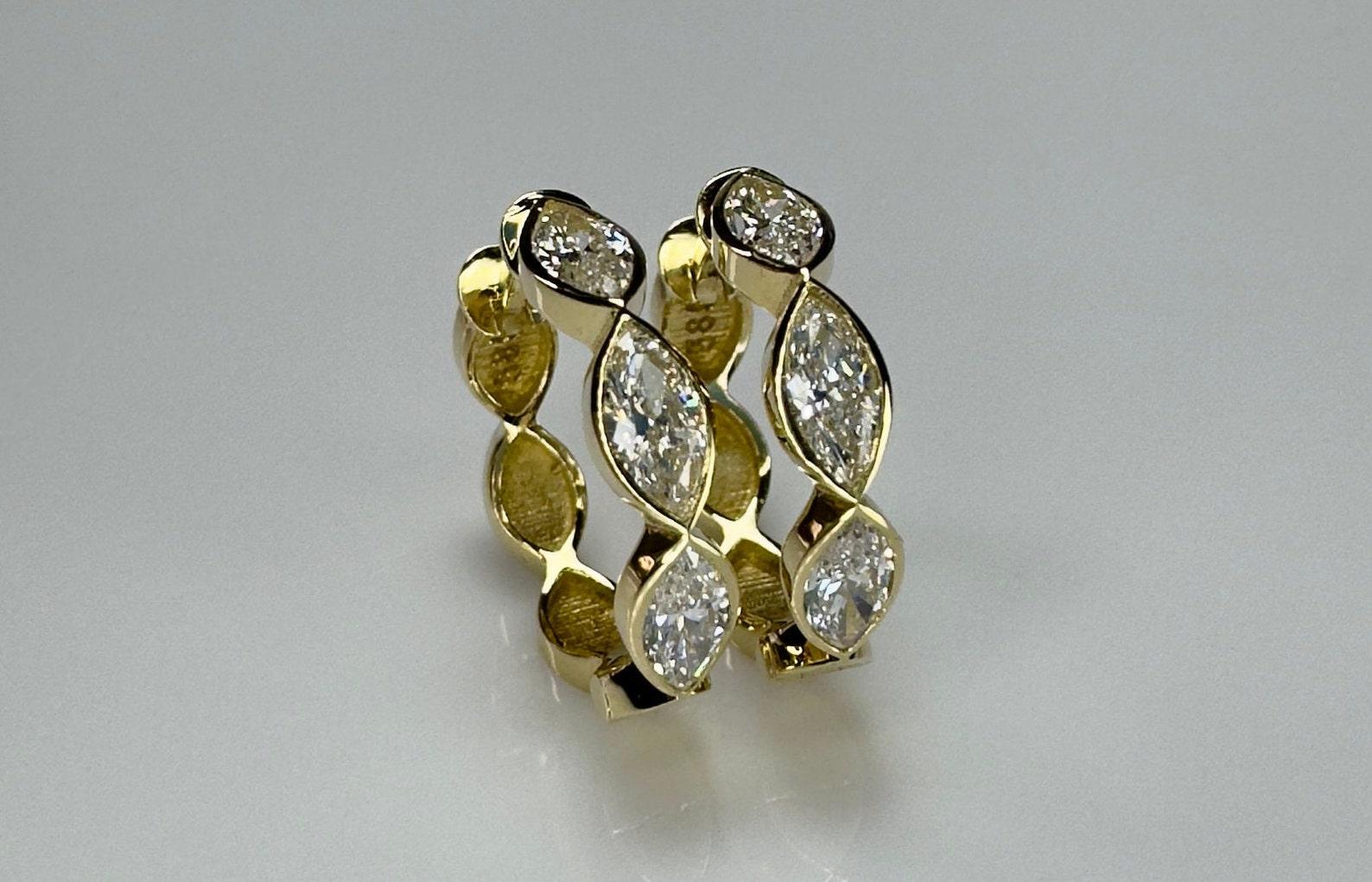 Marquise Moissanit Creolen 925 Sterlingsilber Dreifach-Marquise-Ohrringe. 4