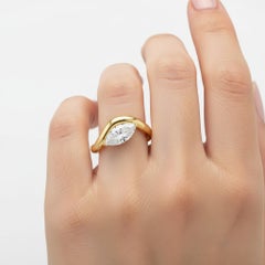 Marquise Moissanit Silber, Gold Ring