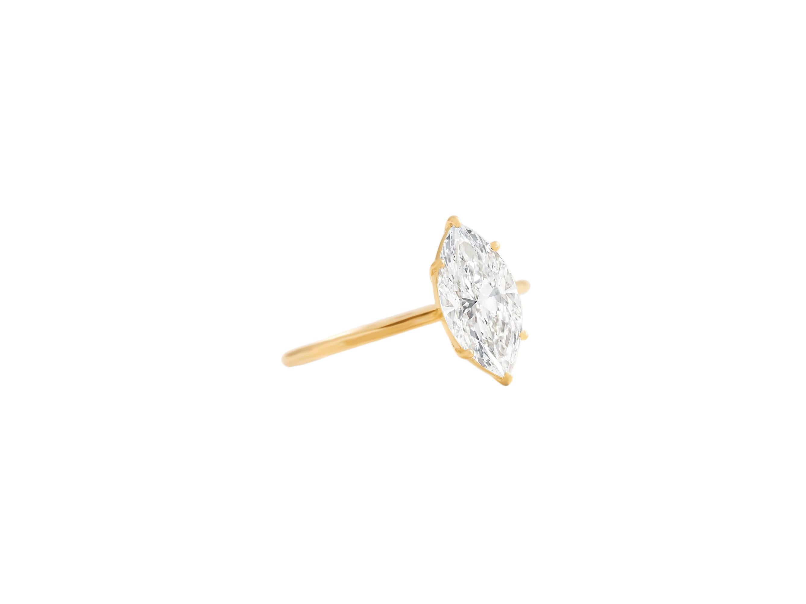 Marquise moissanite solitaire 14k gold ring In New Condition For Sale In Istanbul, TR