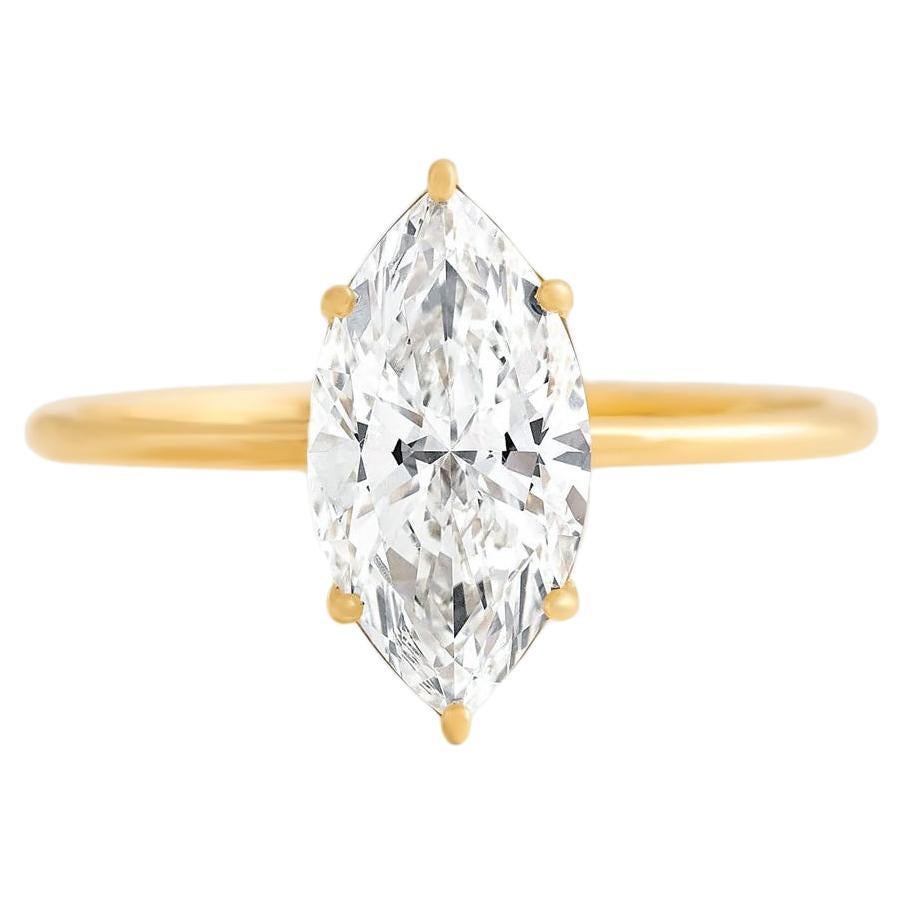 Marquise moissanite solitaire 14k gold ring For Sale