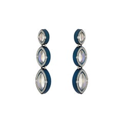 Marquise Moonstone Drop Earrings in Cobalt Blue Zirconium by Zoltan David