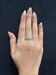2.47 Carat Marquise Natural Diamond Five-Stone Stacking Ring, 14k White Gold