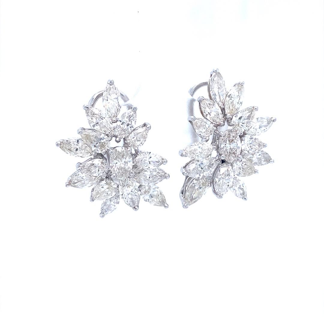 Marquise Natural Diamonds with Detachable Pearls Earrings in 18K Solid Gold For Sale 5