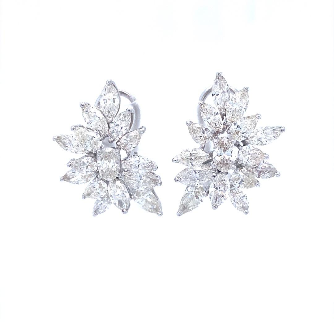 Marquise Natural Diamonds with Detachable Pearls Earrings in 18K Solid Gold For Sale 6