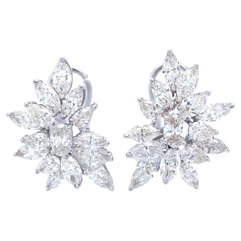 Boucles d'oreilles en or massif 18K avec perles détachables et diamants naturels en forme de marquise