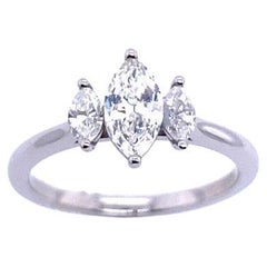 Marquise Natürlicher Trilogy Diamant 3-Stein-Ring aus Platin