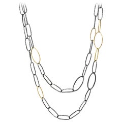Marquise 18k Gold & Oxidized Necklace
