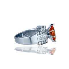 Marquise Orange Garnet and 1 Carat Diamond Ring, 14 Karat OLAM design