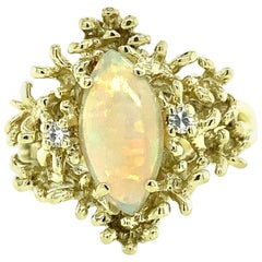 Marquise Opal and Diamond Ring