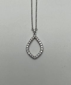 Marquise Oval Shape Rhombus Diamonds Halo Motif 18K White Gold Pendant Necklace