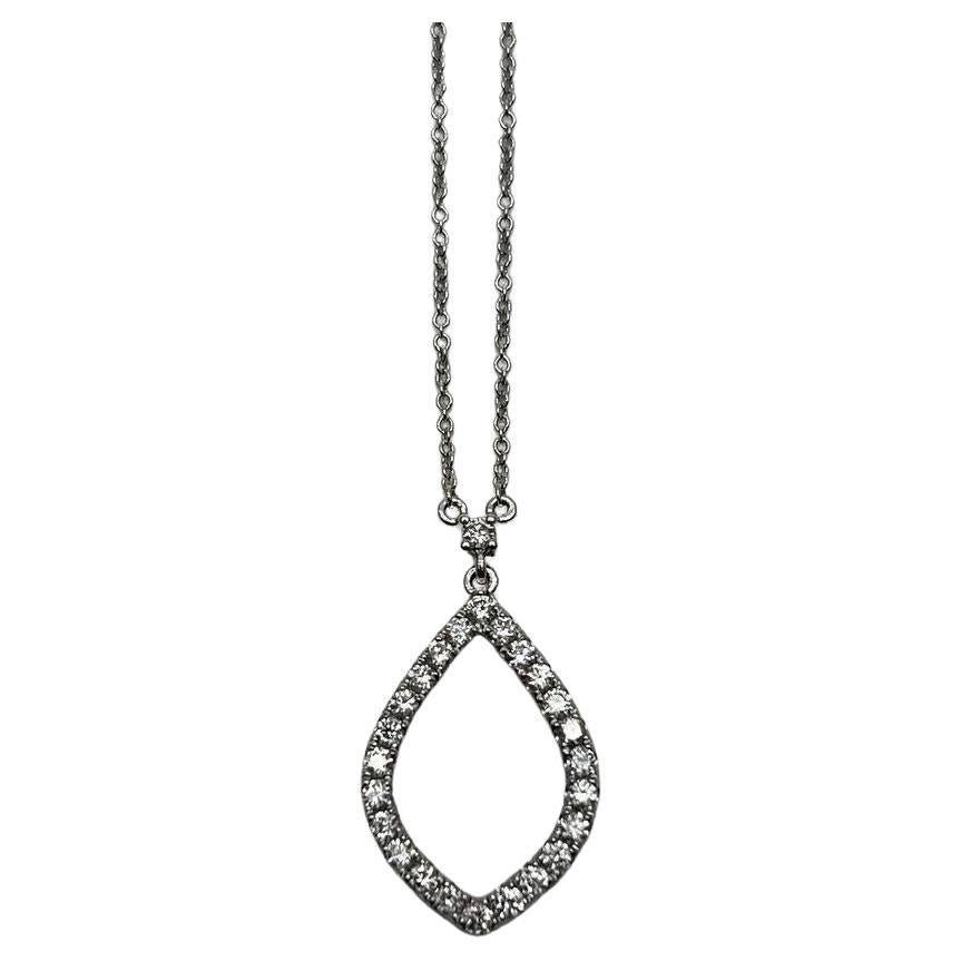 Marquise Oval Shape Rhombus Diamonds Halo Motif 18K White Gold Pendant Necklace