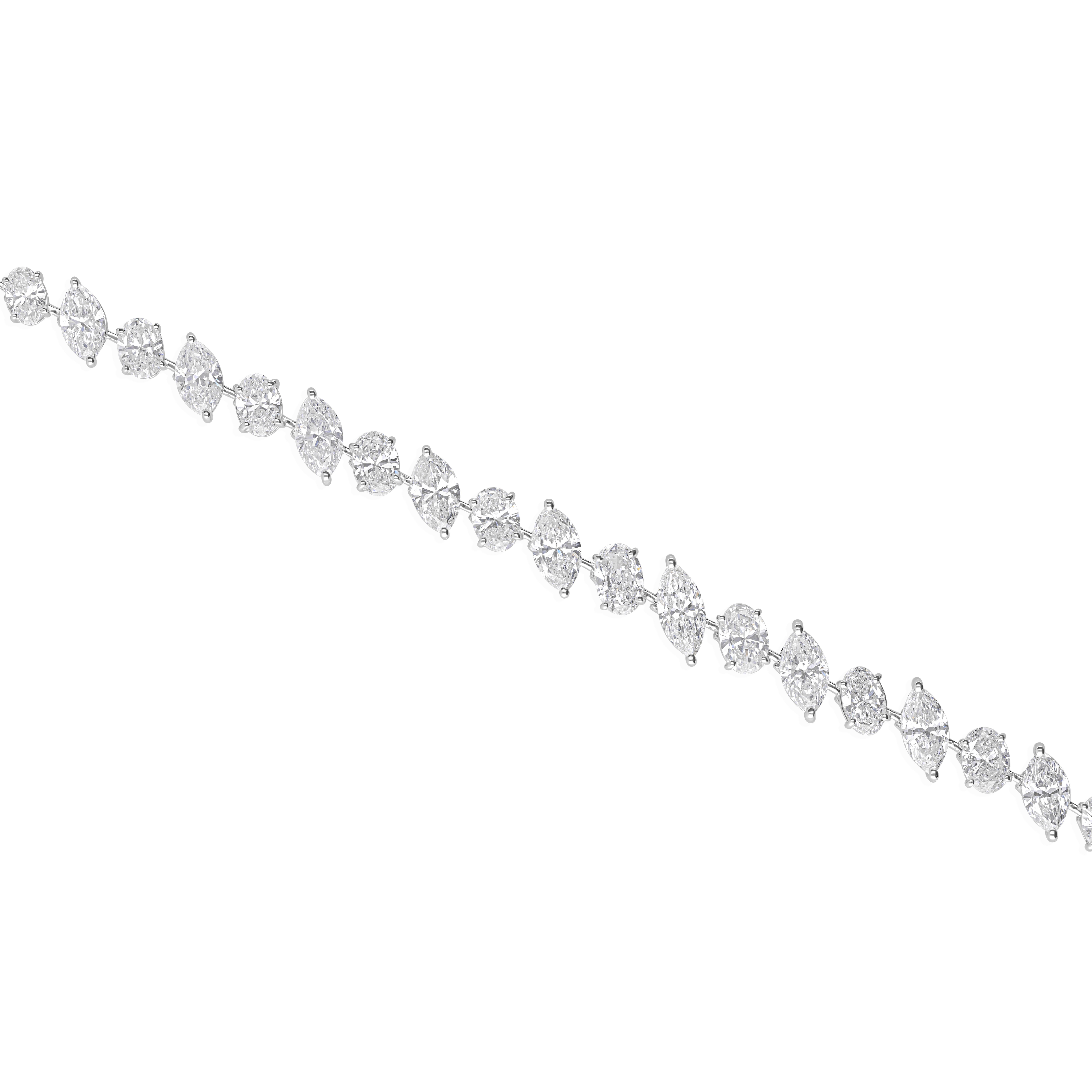 Marquise Oval SI/H Natürlicher Diamant Armband 14k Weißgold Feiner Schmuck Geschenk im Angebot 2