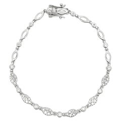 Marquise Pattern 1.22 Ct Diamond Bracelet in 14K White Gold, Double Safety Lock