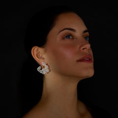 Marquise, Pear and Brilliant Cut Diamond Hoop Earrings set in White Gold