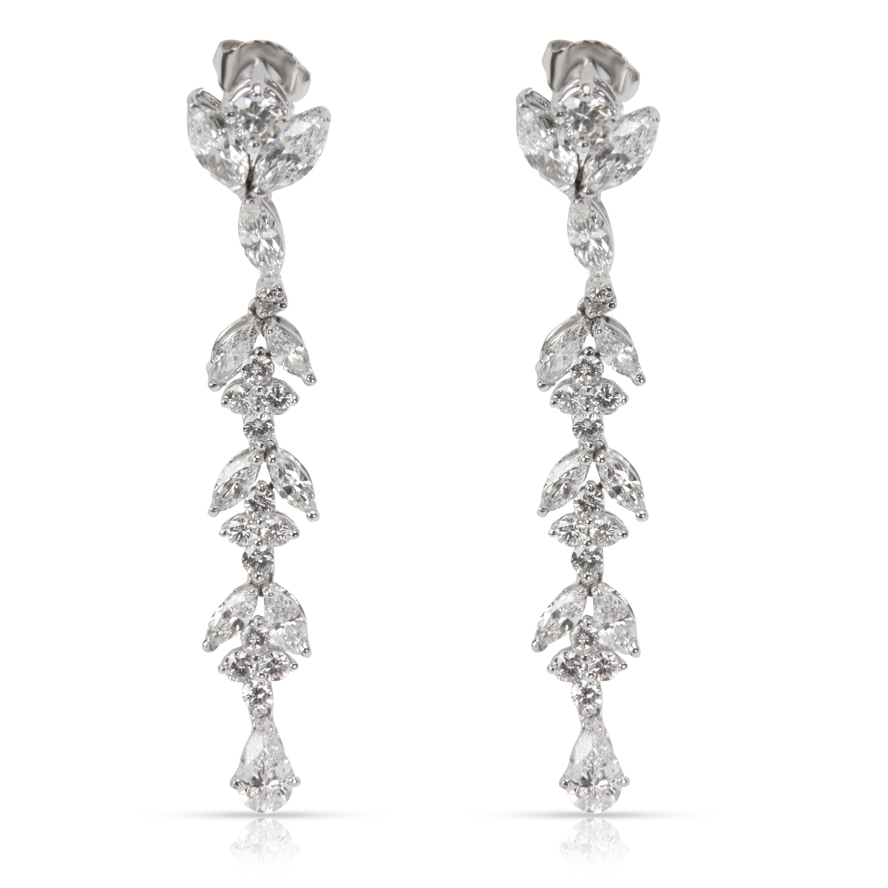 Round Cut Marquise, Pear and Round Diamond Drop Earrings in Platinum '4.64 Carat'