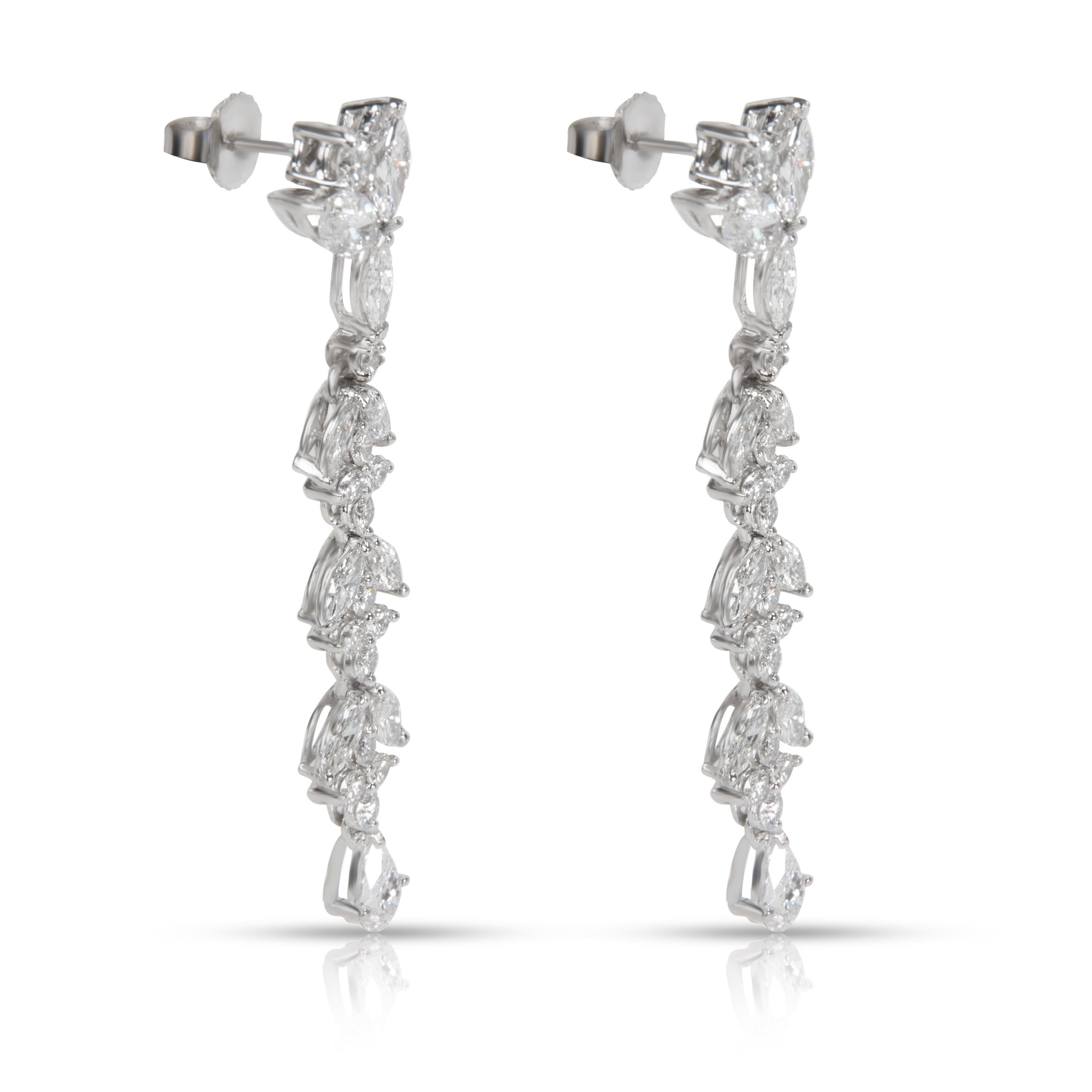 Marquise, Pear and Round Diamond Drop Earrings in Platinum '4.64 Carat' In Excellent Condition In New York, NY